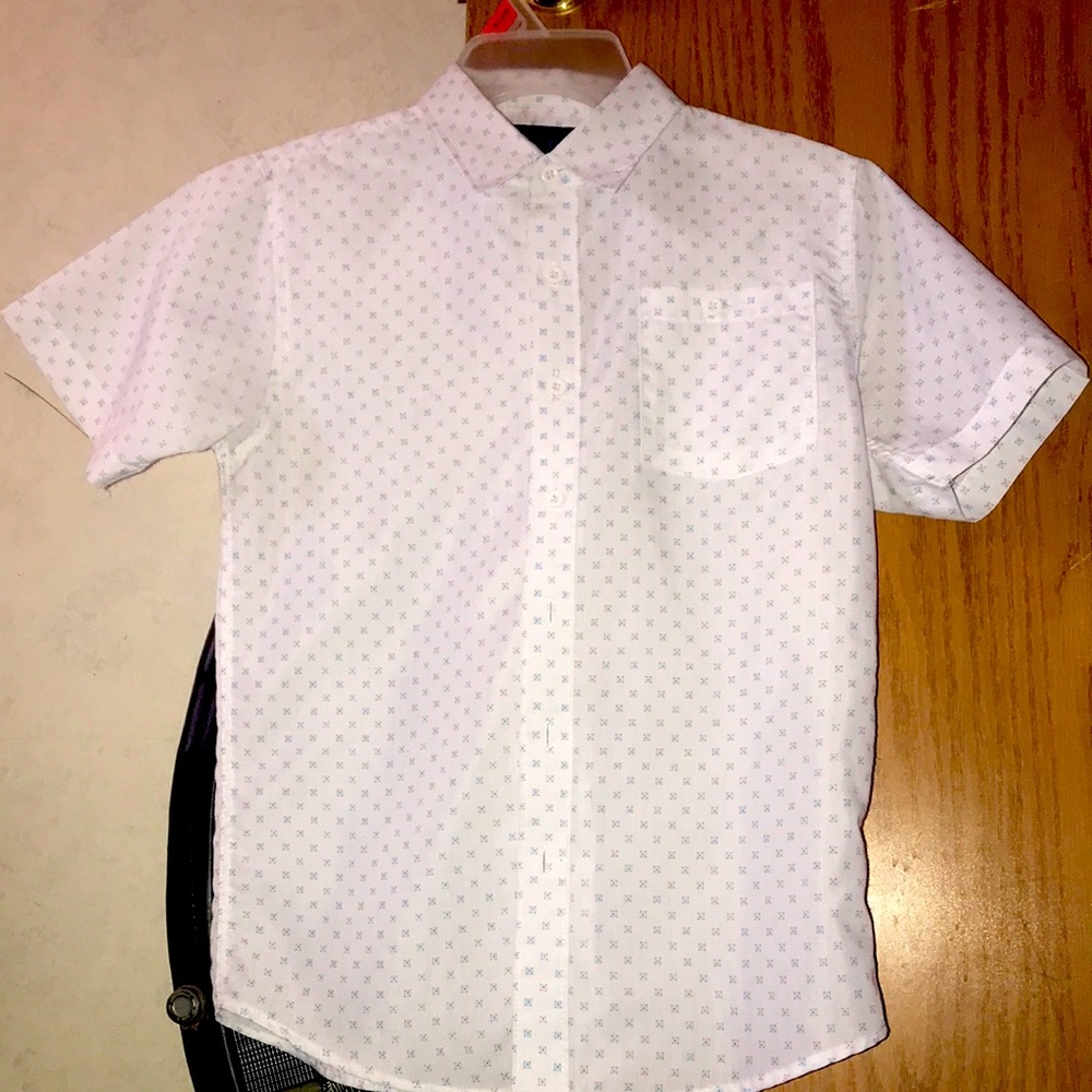 Boys Bold Blue short sleeve button down collared shirt